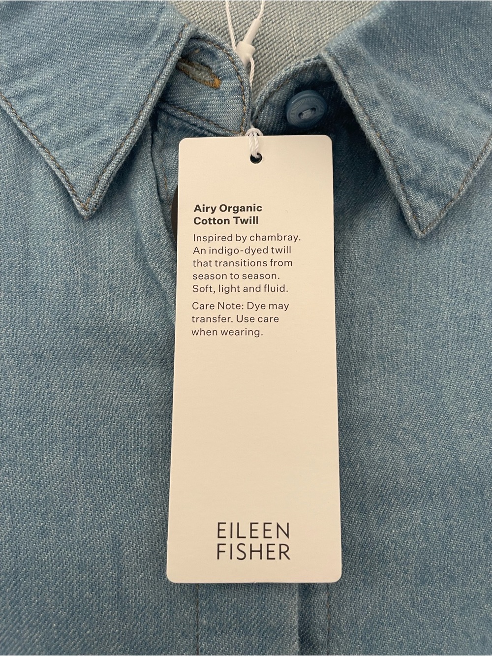 Eileen Fisher Airy Organic Cotton Twill Classic Collar Shirt in Washed Indigo 1X - Picture 6 of 7